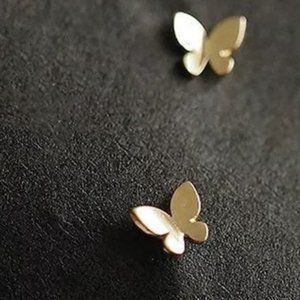 gold butterflies stud earrings-SS009 gold